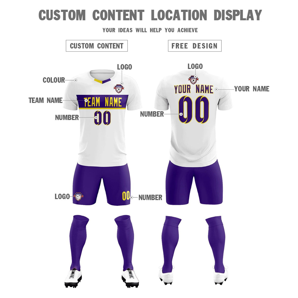 Custom White Classic Sports kit Football Shirt Jersey