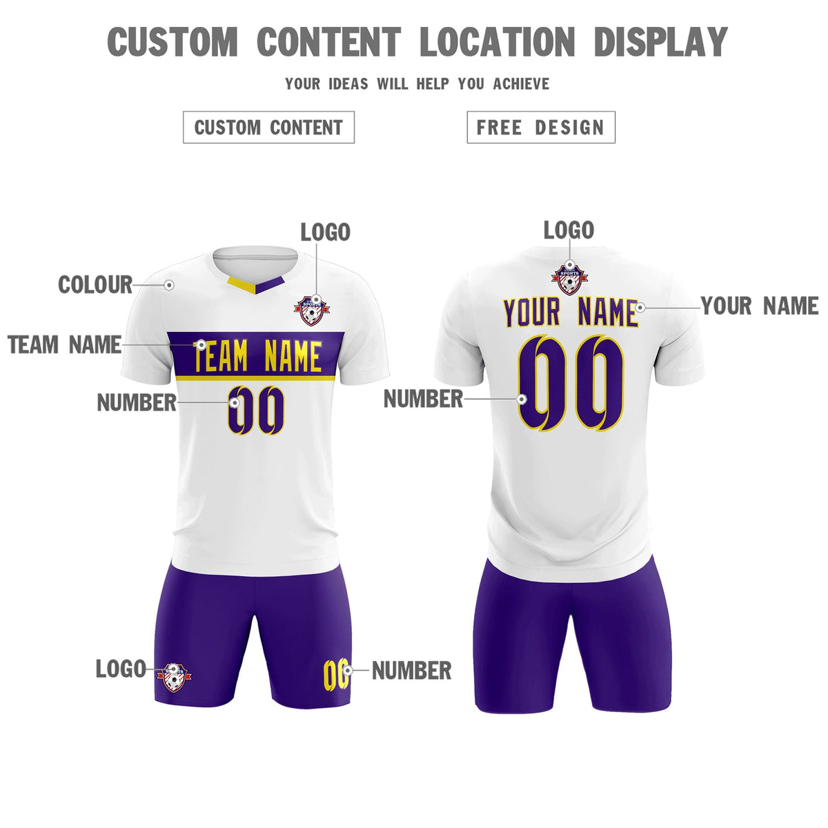 Custom White Classic Sports kit Football Shirt Jersey