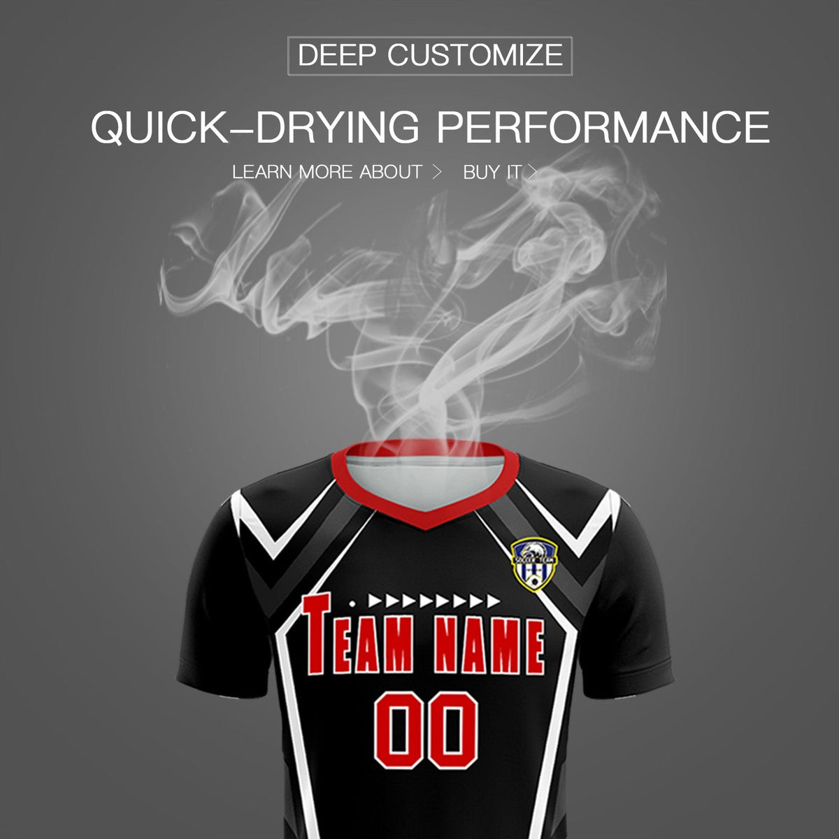 Custom Black Abstract Breathable Football Kit Jersey