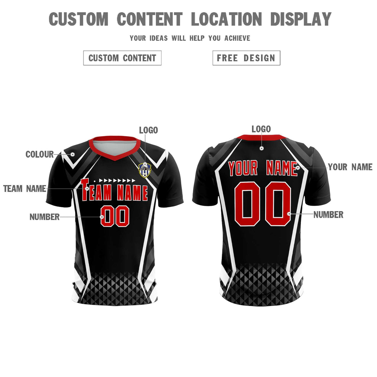 Custom Black Abstract Breathable Football Kit Jersey
