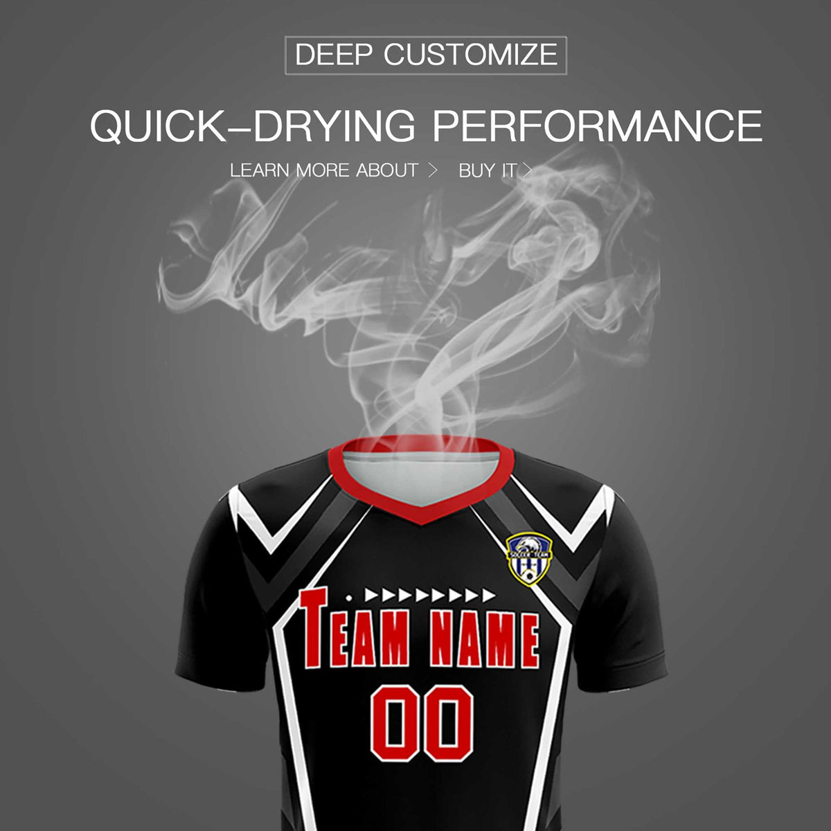 Custom Black Abstract Breathable Football Kit Jersey