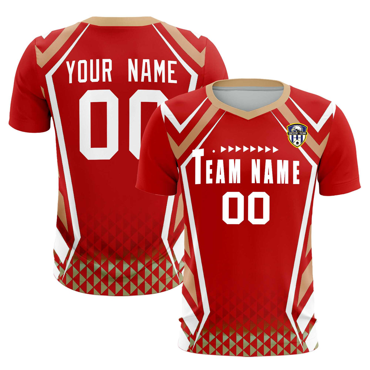 Custom Red Abstract Breathable Soccer Tops/Sets Jersey