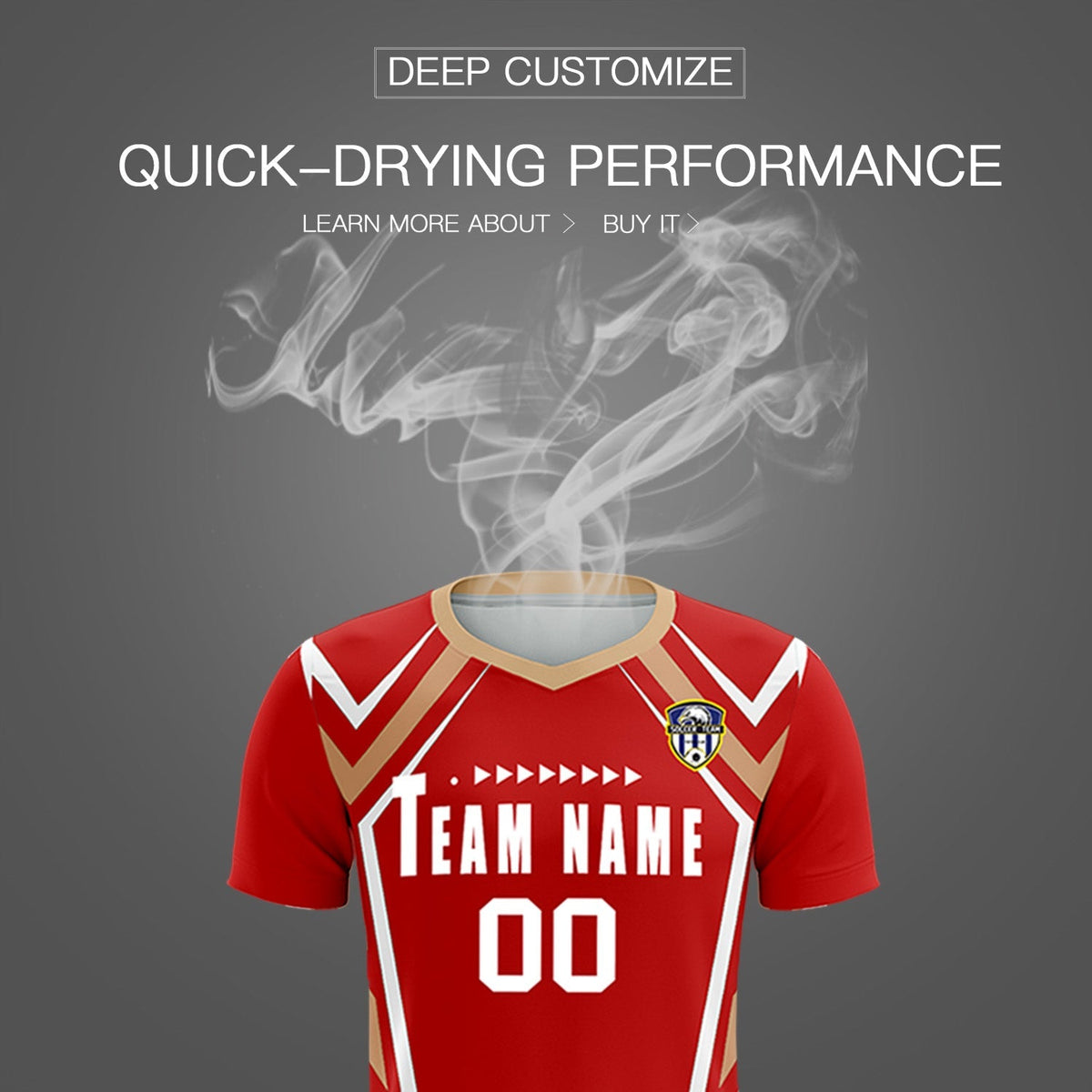 Custom Red Abstract Breathable Soccer Tops/Sets Jersey