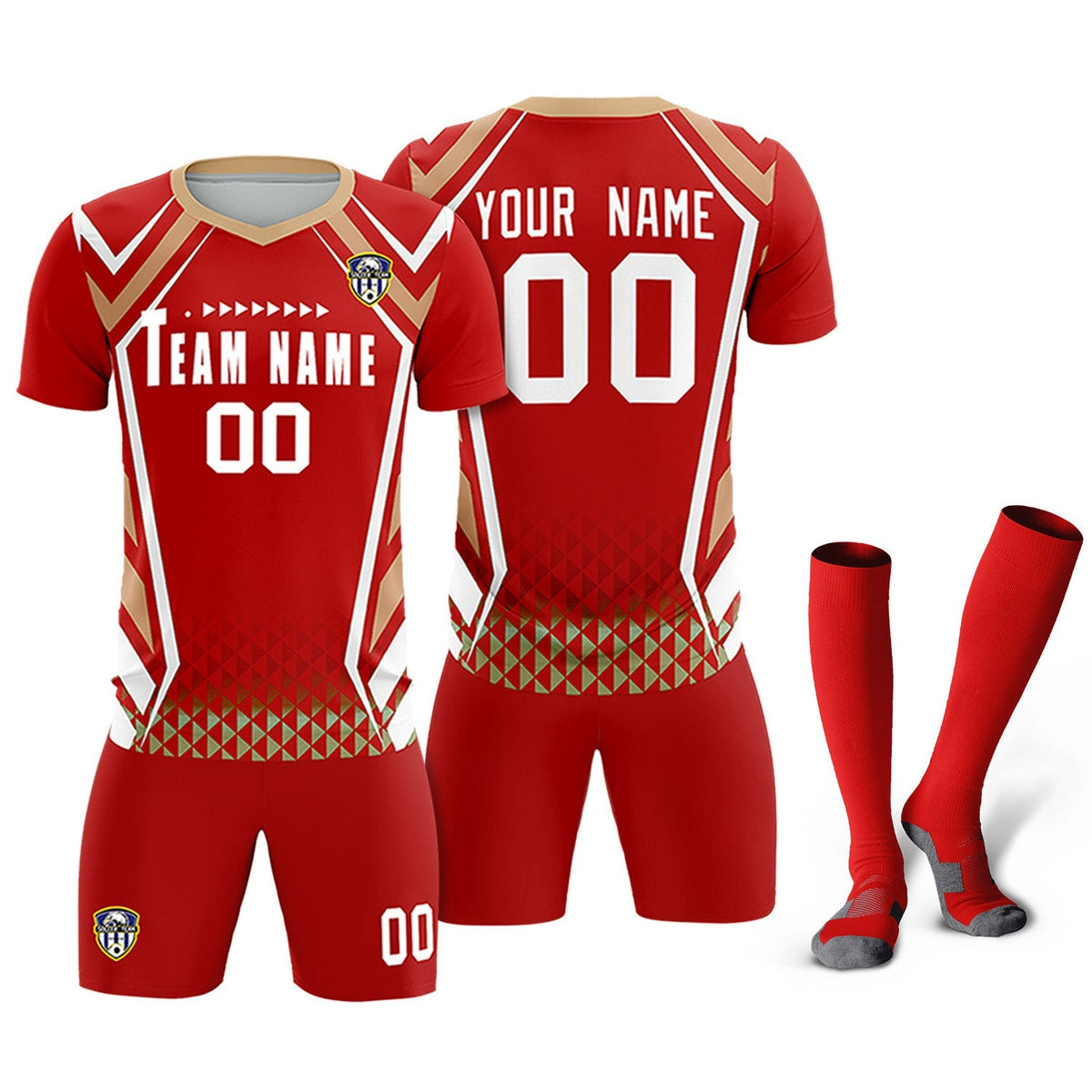 Custom Red Abstract Breathable Soccer Tops/Sets Jersey