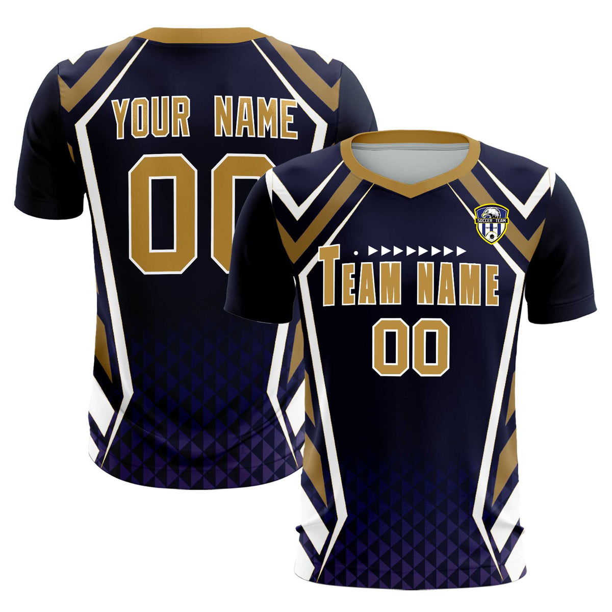 Custom Navy Abstract Breathable Football Kit Jersey