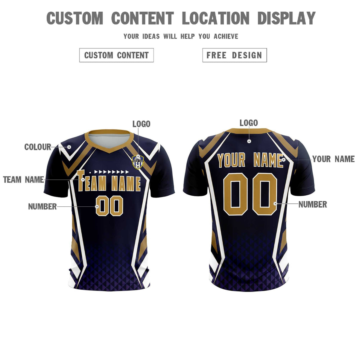 Custom Navy Abstract Breathable Football Kit Jersey