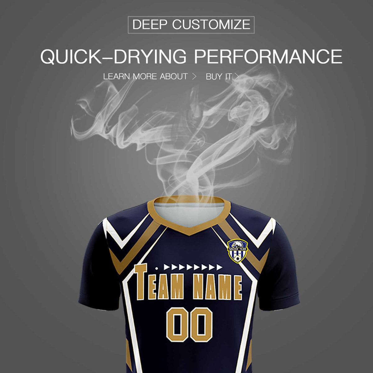 Custom Navy Abstract Breathable Football Kit Jersey