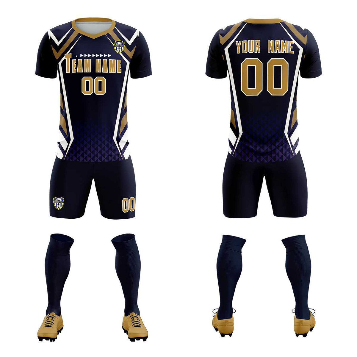 Custom Navy Abstract Breathable Football Kit Jersey