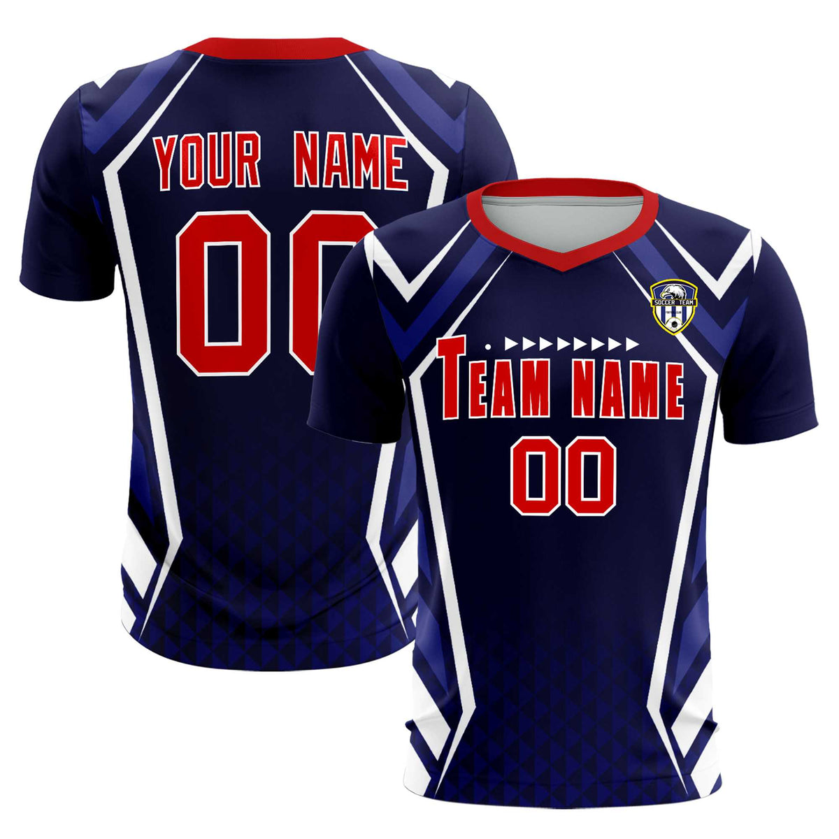 Custom Navy Abstract Breathable Football Kit Jersey