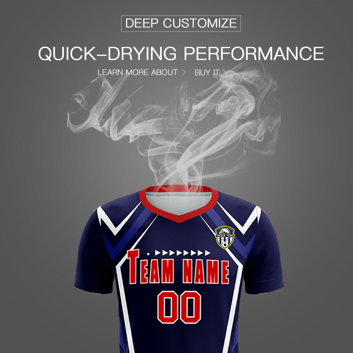 Custom Navy Abstract Breathable Soccer Tops/Sets Jersey