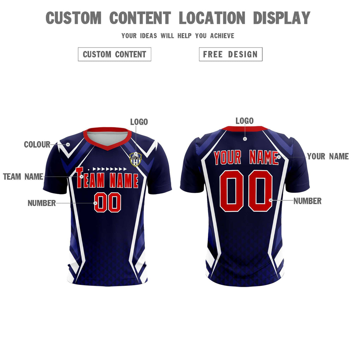 Custom Navy Abstract Breathable Football Kit Jersey