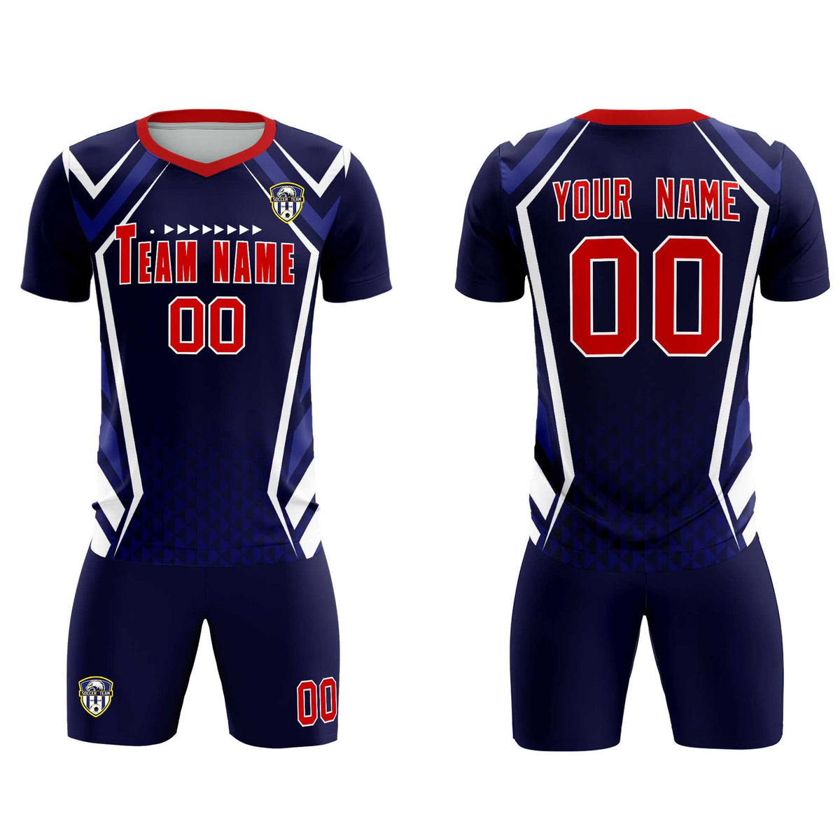 Custom Navy Abstract Breathable Football Kit Jersey