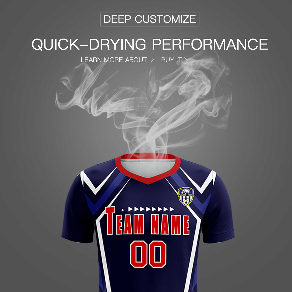 Custom Navy Abstract Breathable Football Kit Jersey