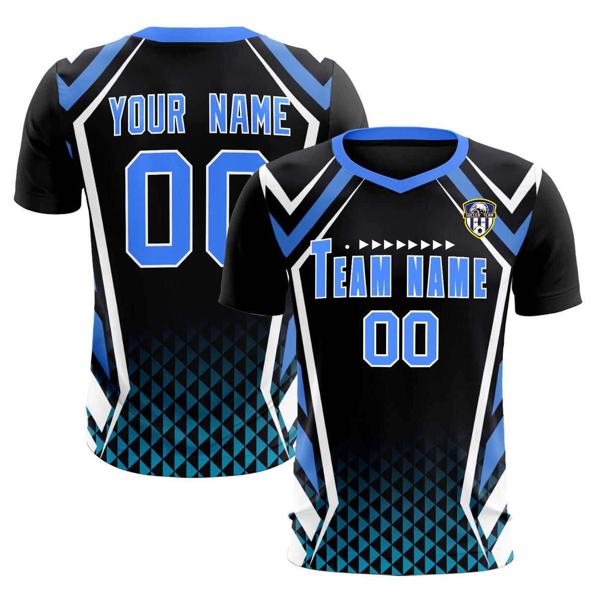 Custom Black Abstract Breathable Soccer Tops/Sets Jersey