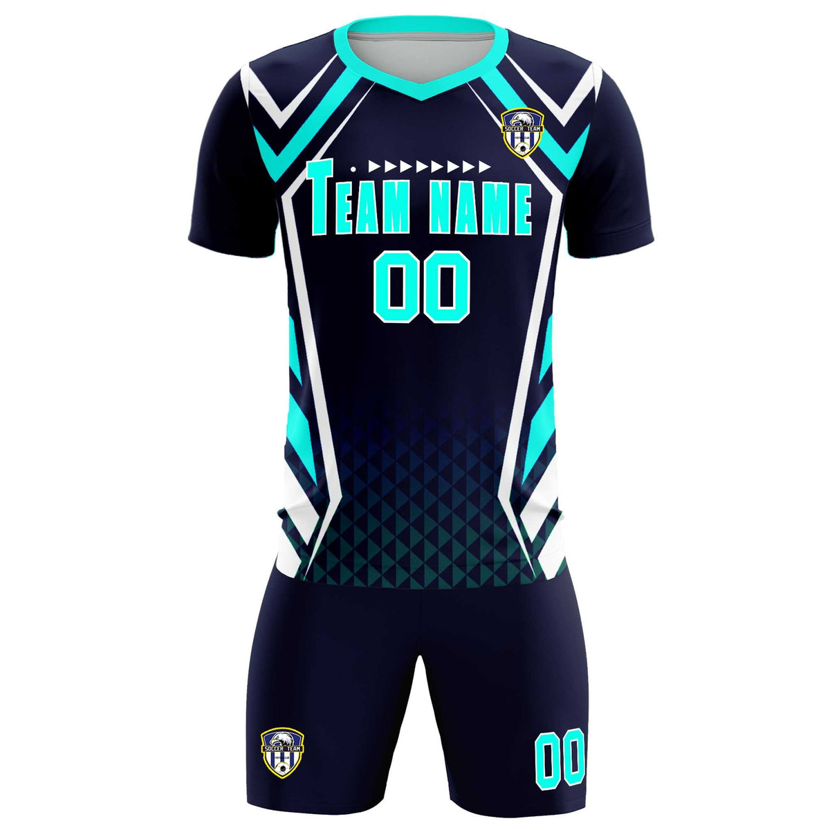 Custom Navy Abstract Breathable Soccer Tops/Sets Jersey