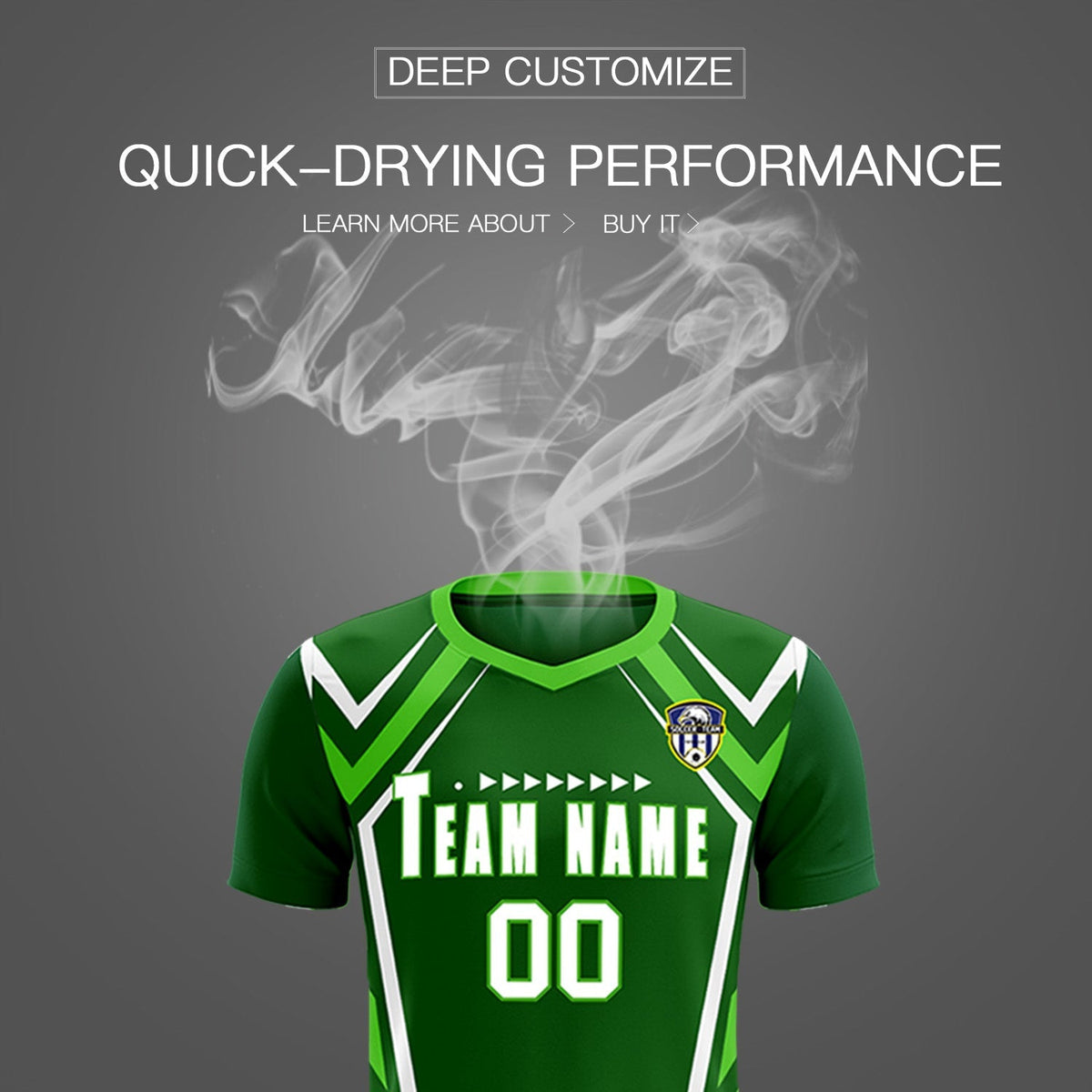 Custom Green Abstract Breathable Football Kit Jersey