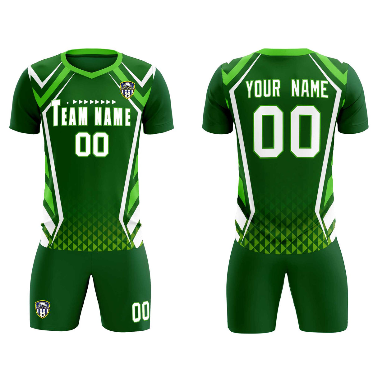 Custom Green Abstract Breathable Soccer Tops/Sets Jersey