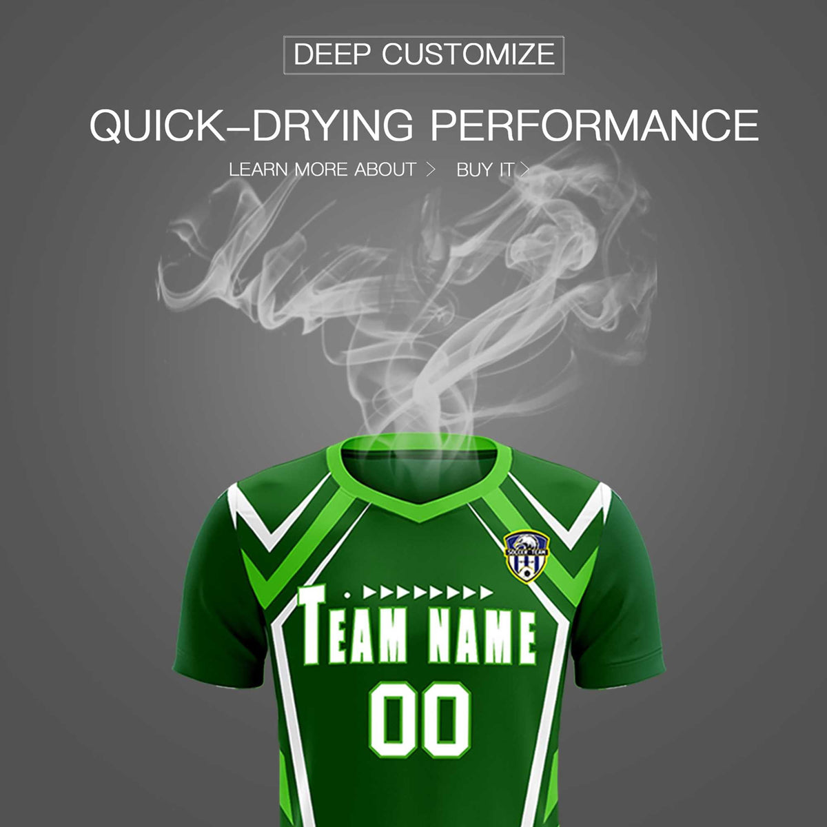 Custom Green Abstract Breathable Football Kit Jersey