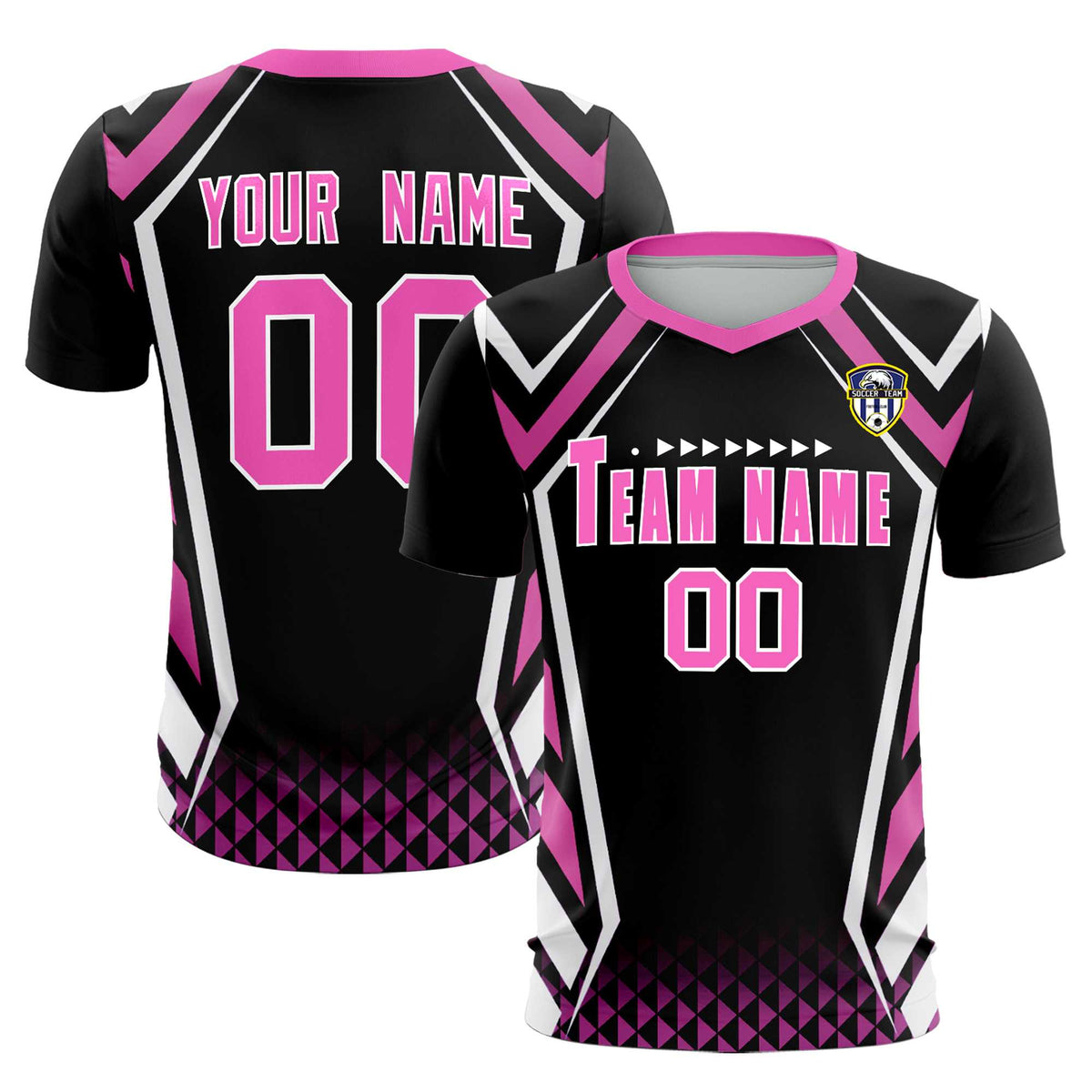 Custom Black Abstract Breathable Soccer Tops/Sets Jersey