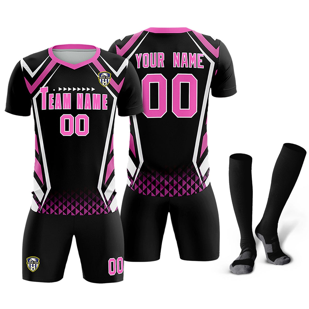 Custom Black Abstract Breathable Football Kit Jersey