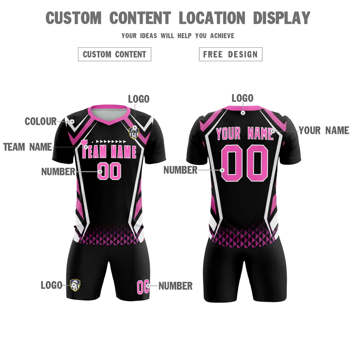 Custom Black Abstract Breathable Soccer Tops/Sets Jersey