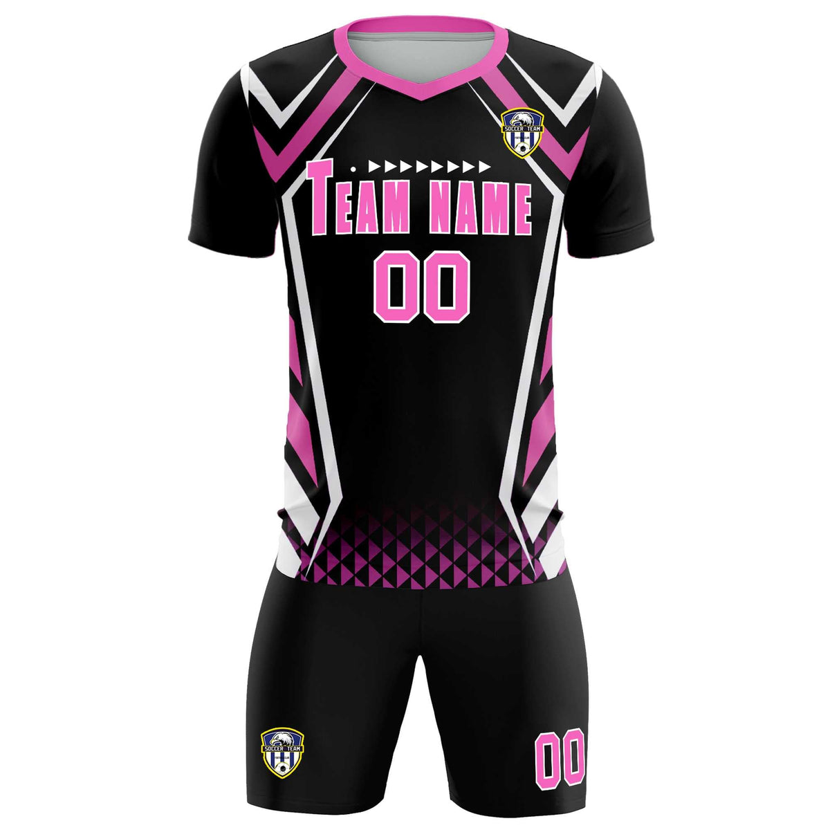 Custom Black Abstract Breathable Soccer Tops/Sets Jersey
