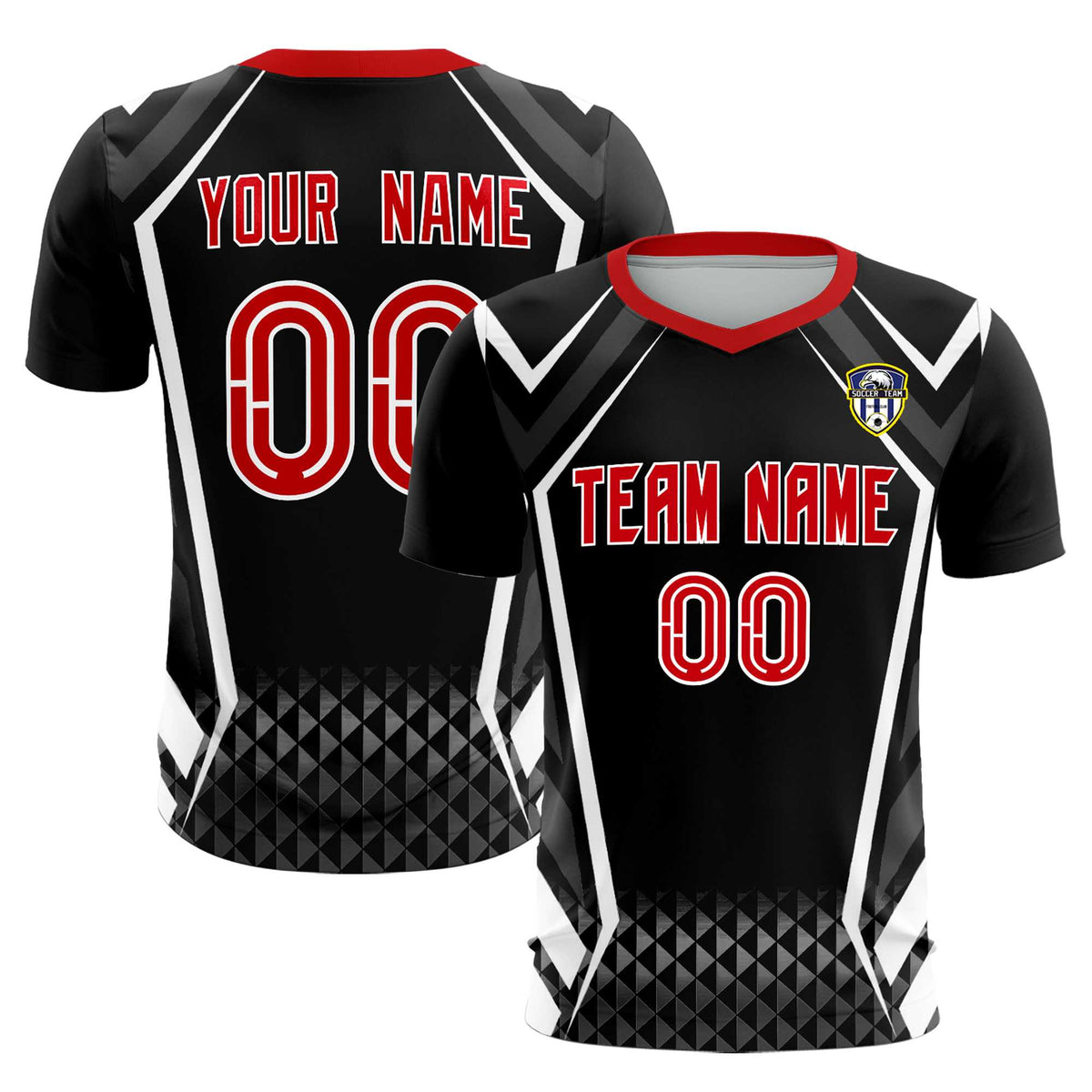 Custom Black Abstract Breathable Football Kit Jersey