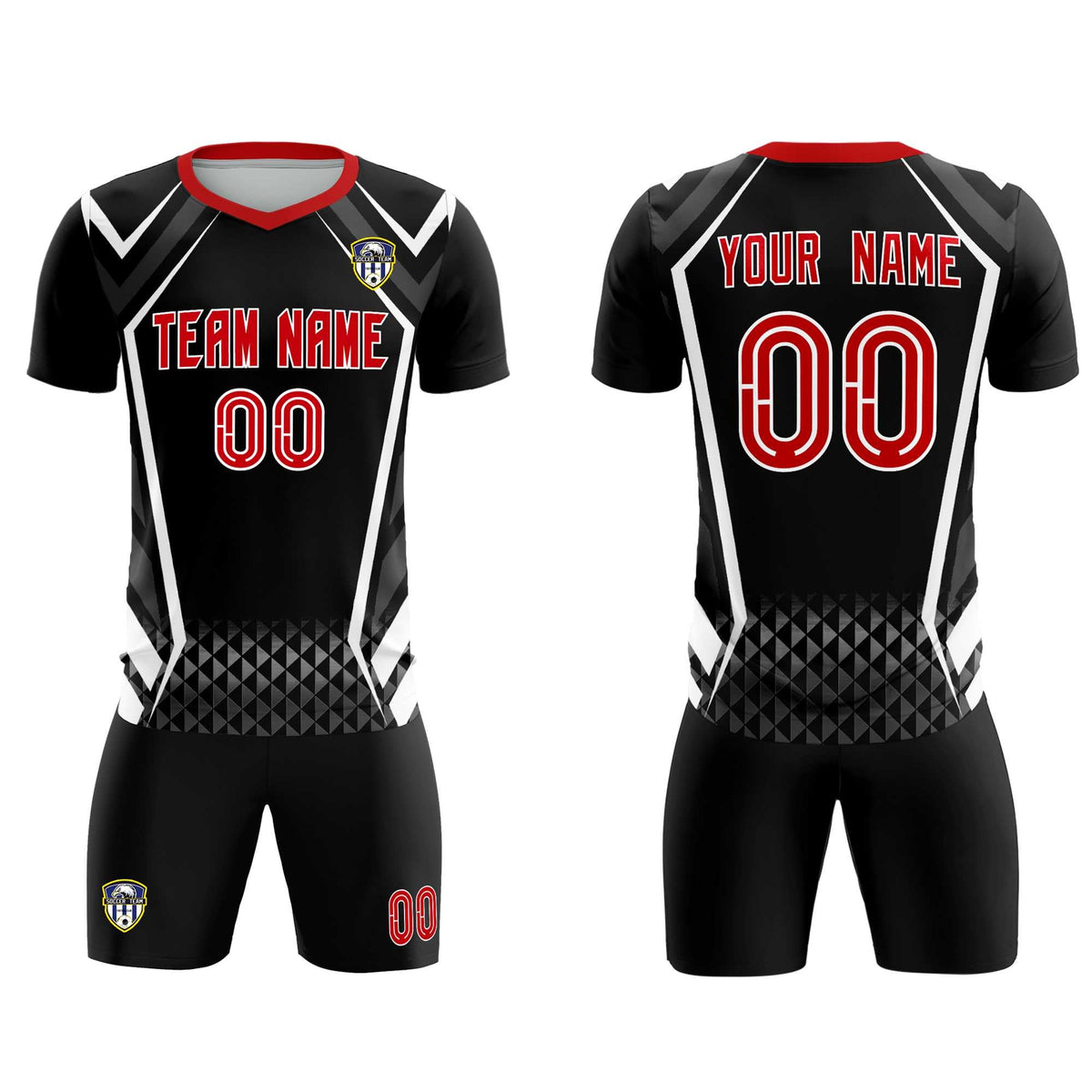 Custom Black Abstract Breathable Football Kit Jersey