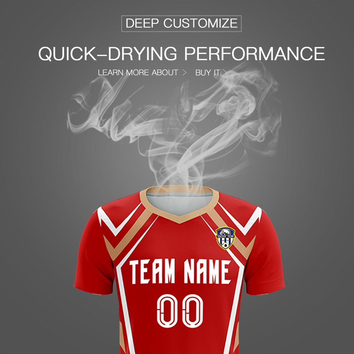 Custom Red Abstract Breathable Soccer Tops/Sets Jersey