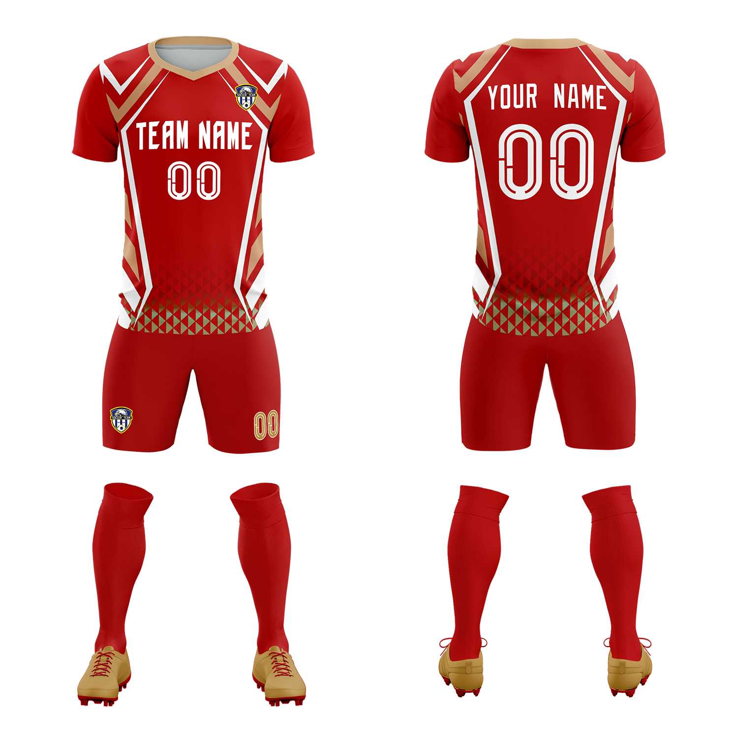 Custom Red Abstract Breathable Soccer Tops/Sets Jersey