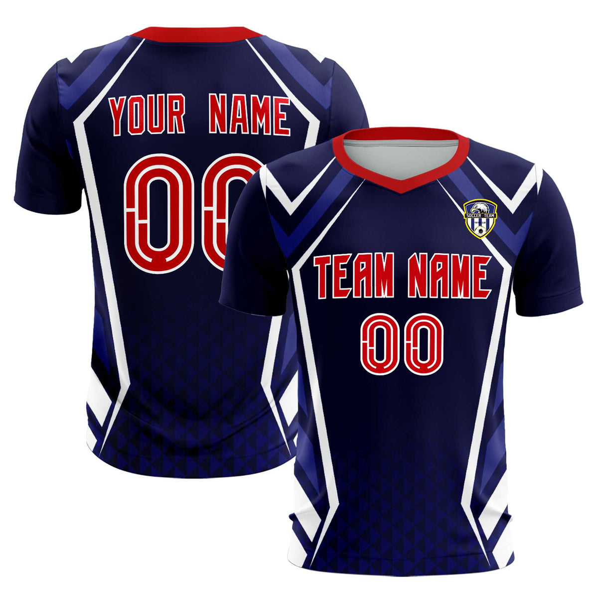 Custom Navy Abstract Breathable Football Kit Jersey