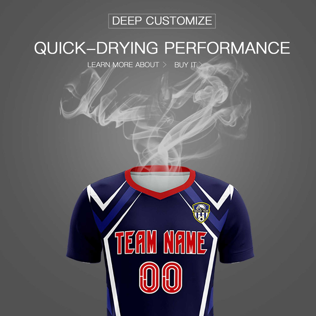 Custom Navy Abstract Breathable Football Kit Jersey