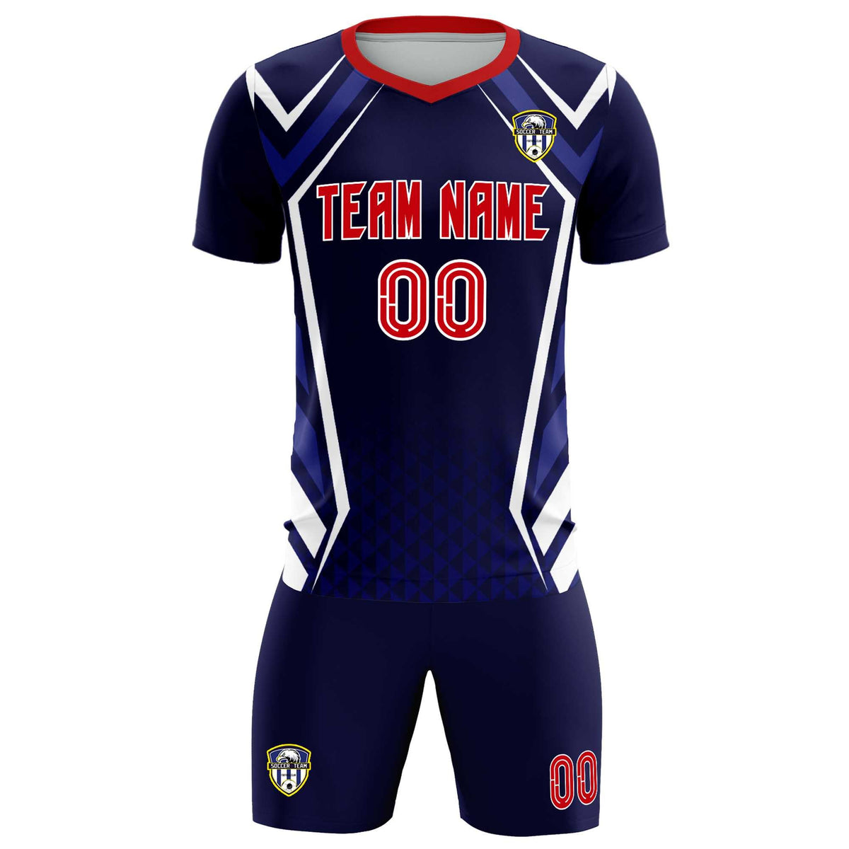 Custom Navy Abstract Breathable Football Kit Jersey