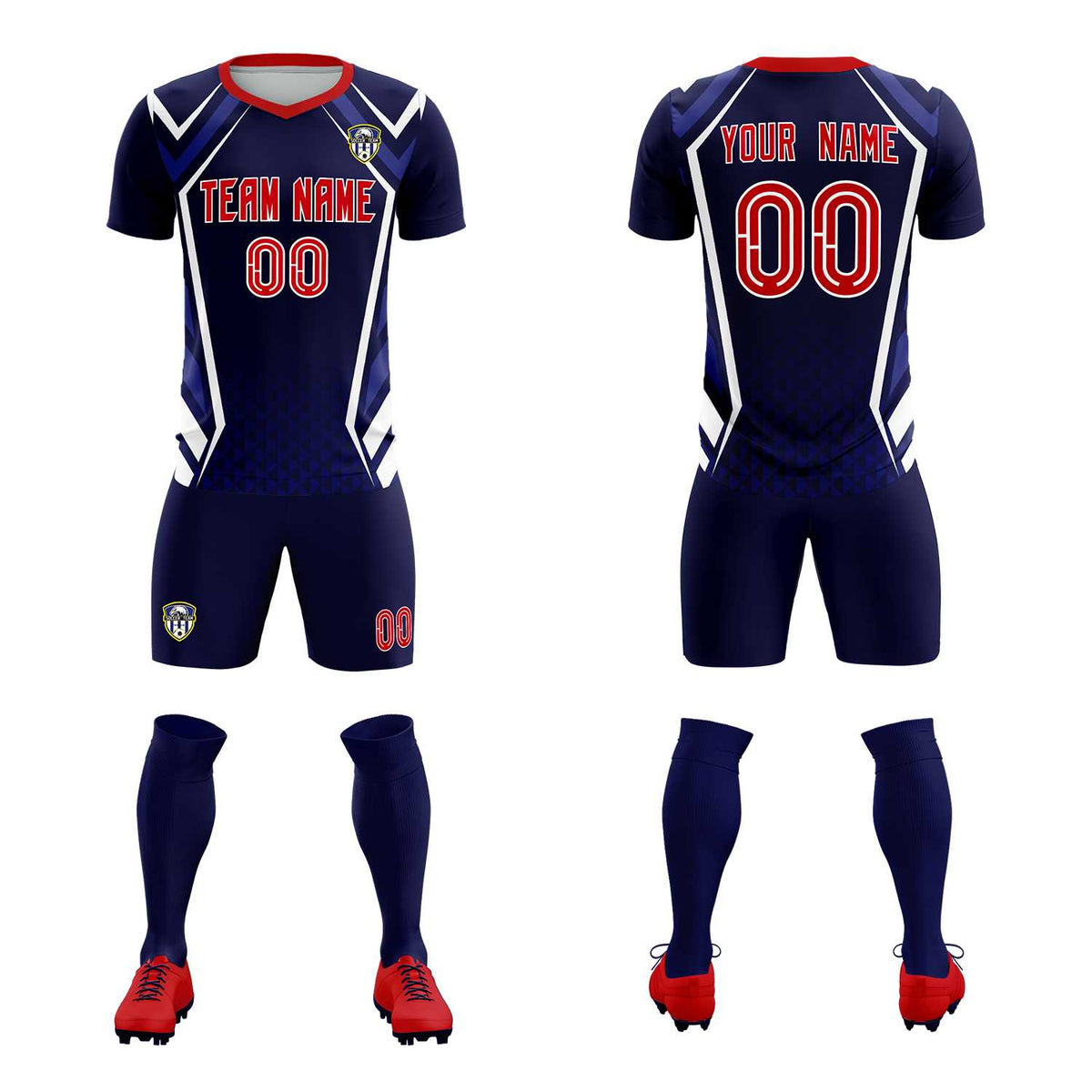 Custom Navy Abstract Breathable Football Kit Jersey