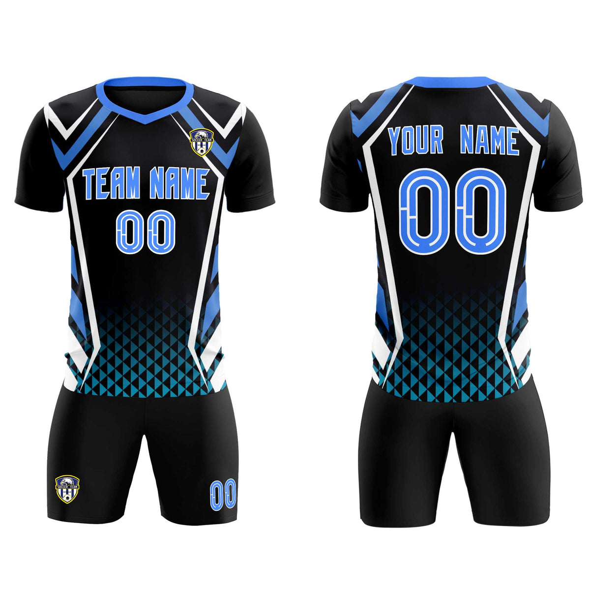 Custom Black Abstract Breathable Football Kit Jersey