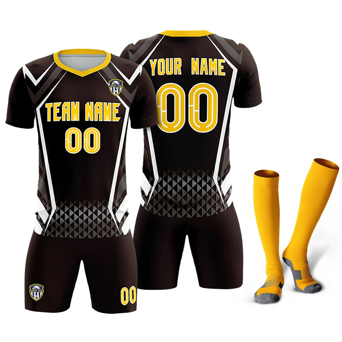 Custom Brown Abstract Breathable Soccer Tops/Sets Jersey