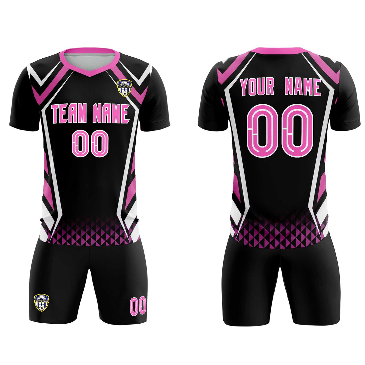 Custom Black Abstract Breathable Soccer Tops/Sets Jersey