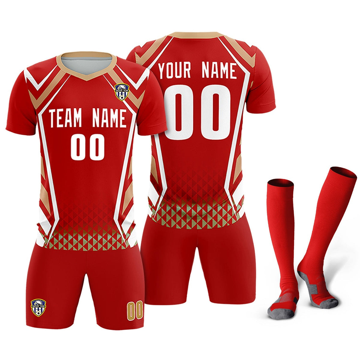 Custom Red Abstract Breathable Soccer Tops/Sets Jersey