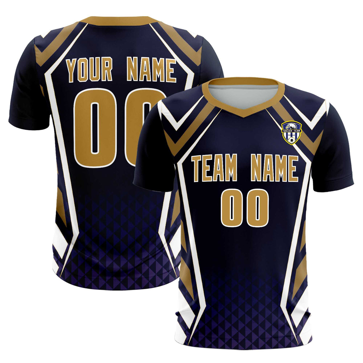 Custom Navy Abstract Breathable Soccer Tops/Sets Jersey