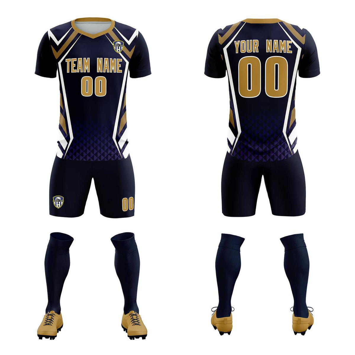 Custom Navy Abstract Breathable Football Kit Jersey