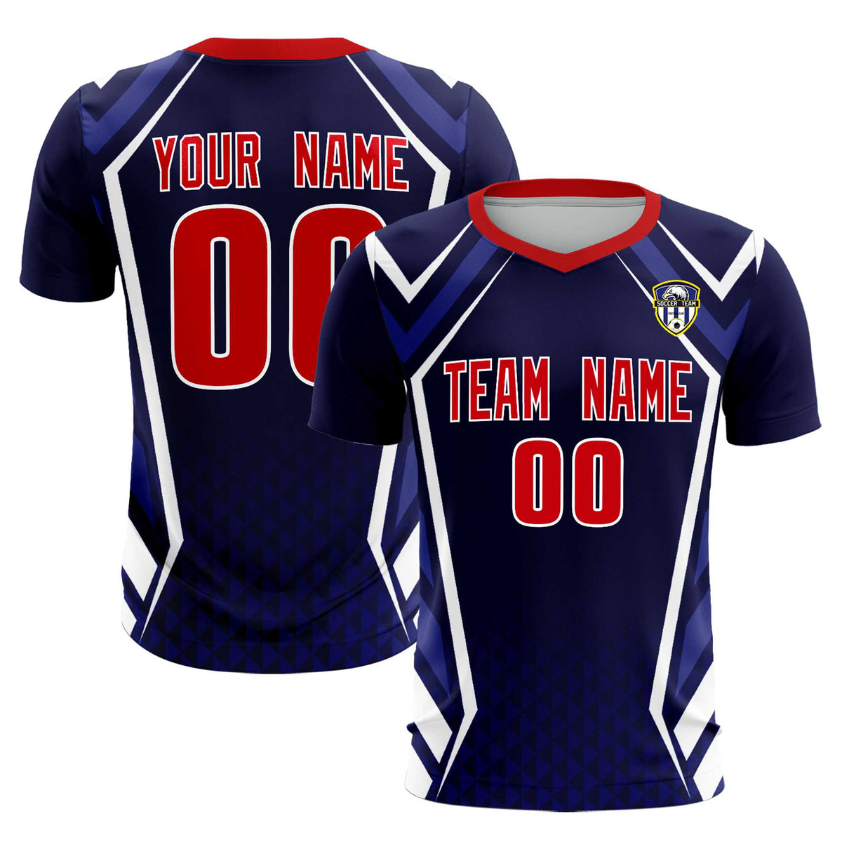 Custom Navy Abstract Breathable Football Kit Jersey
