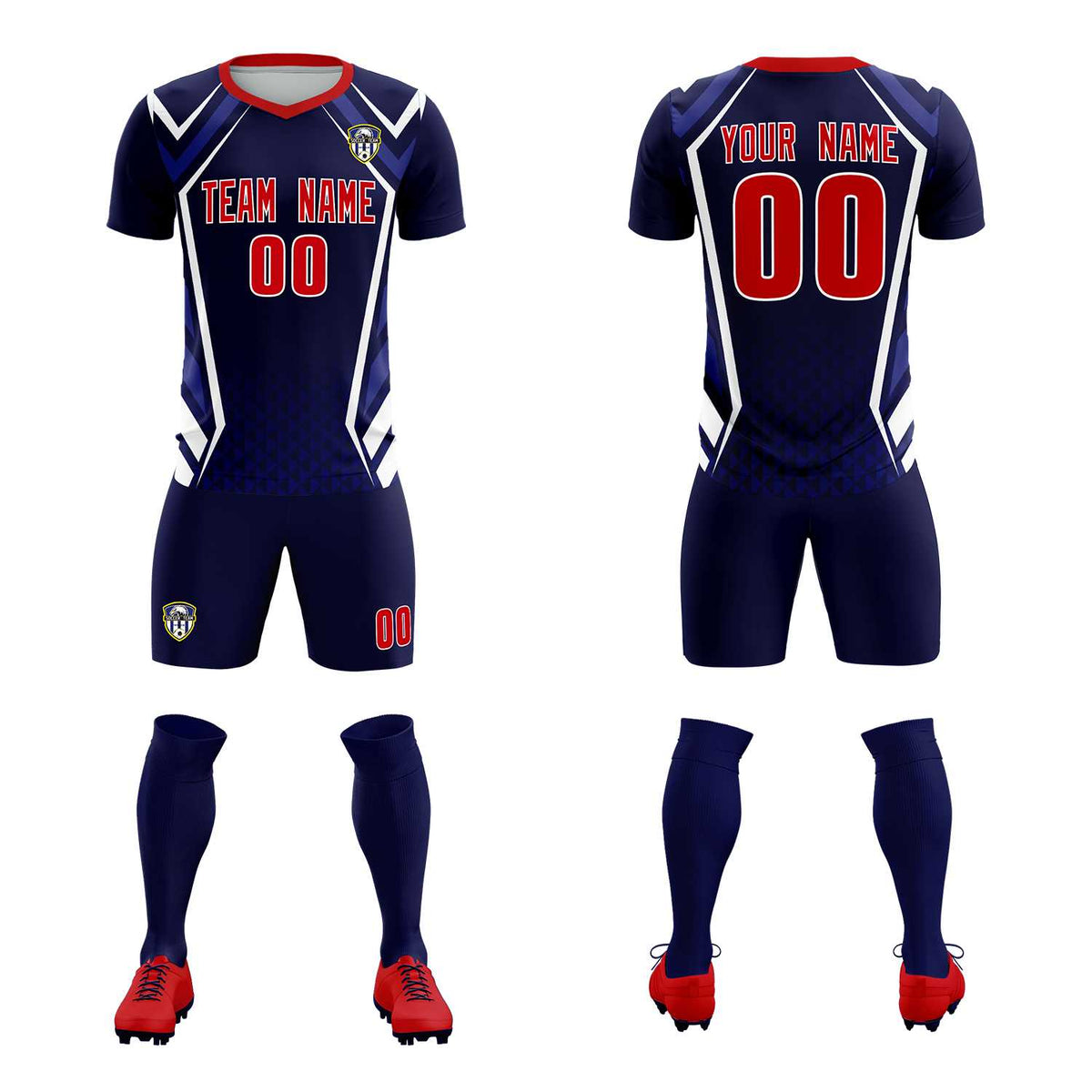 Custom Navy Abstract Breathable Soccer Tops/Sets Jersey