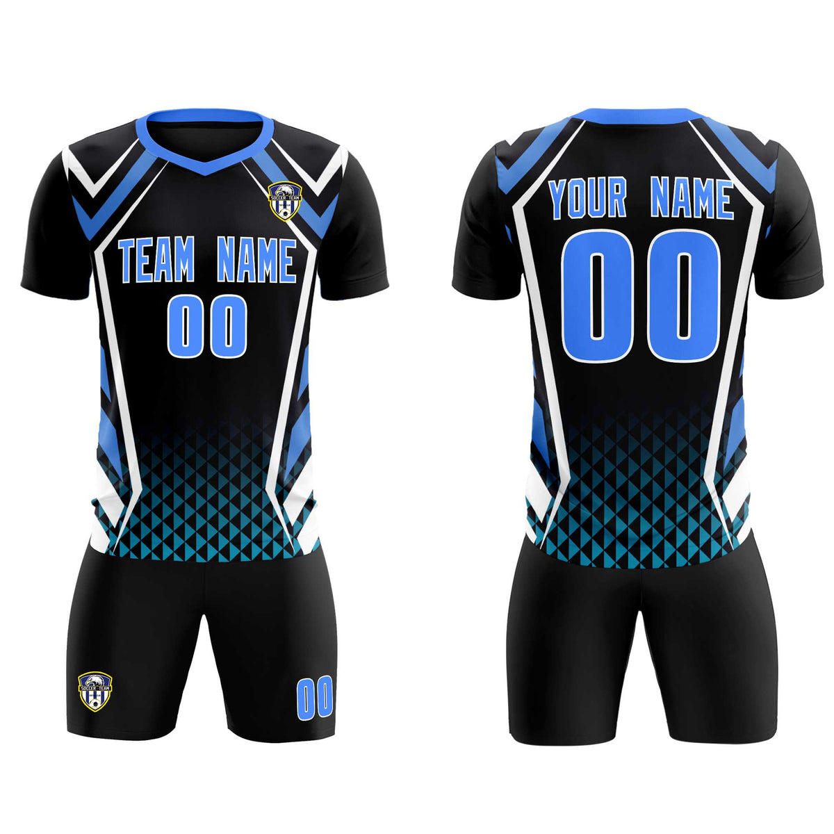 Custom Black Abstract Breathable Football Kit Jersey