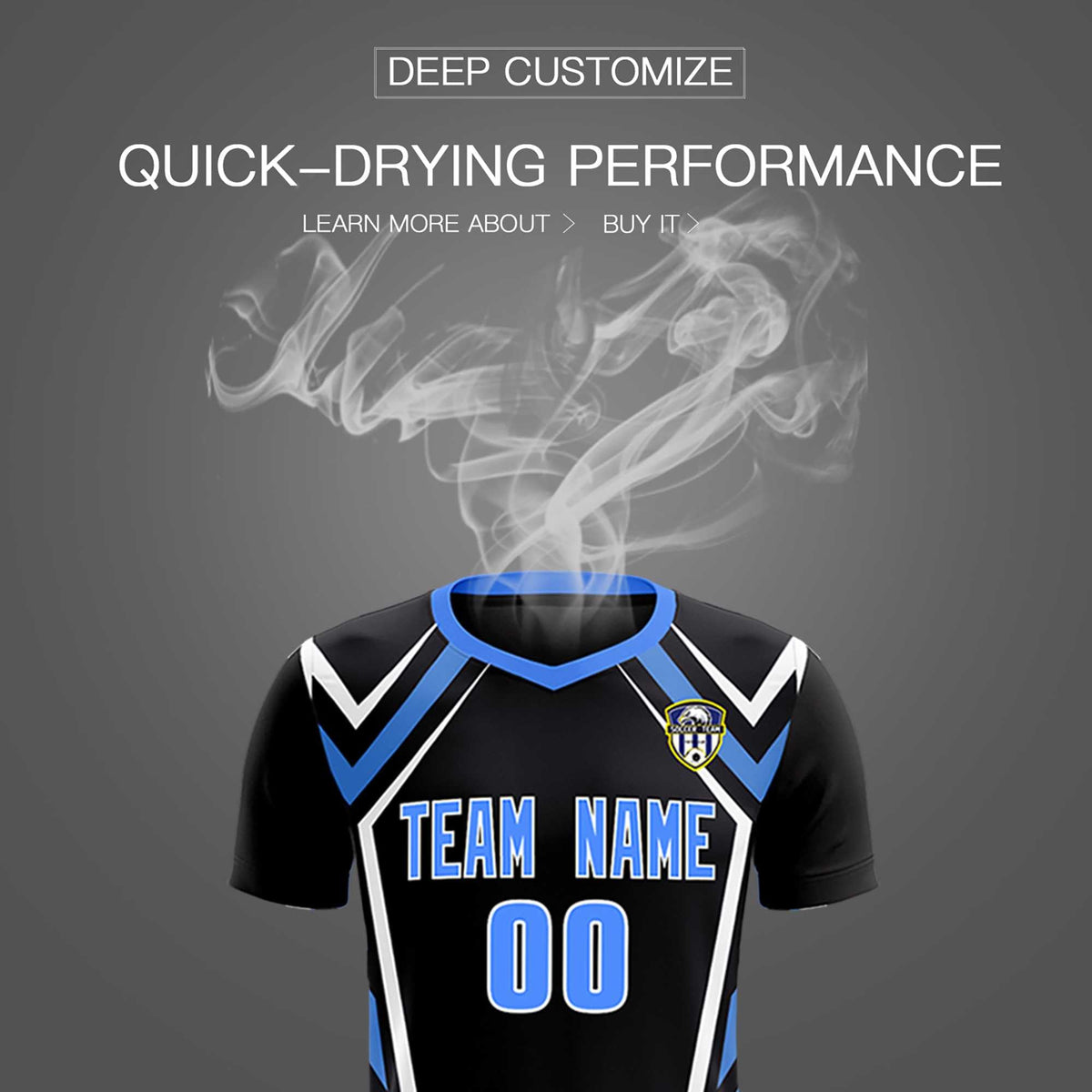 Custom Black Abstract Breathable Soccer Tops/Sets Jersey