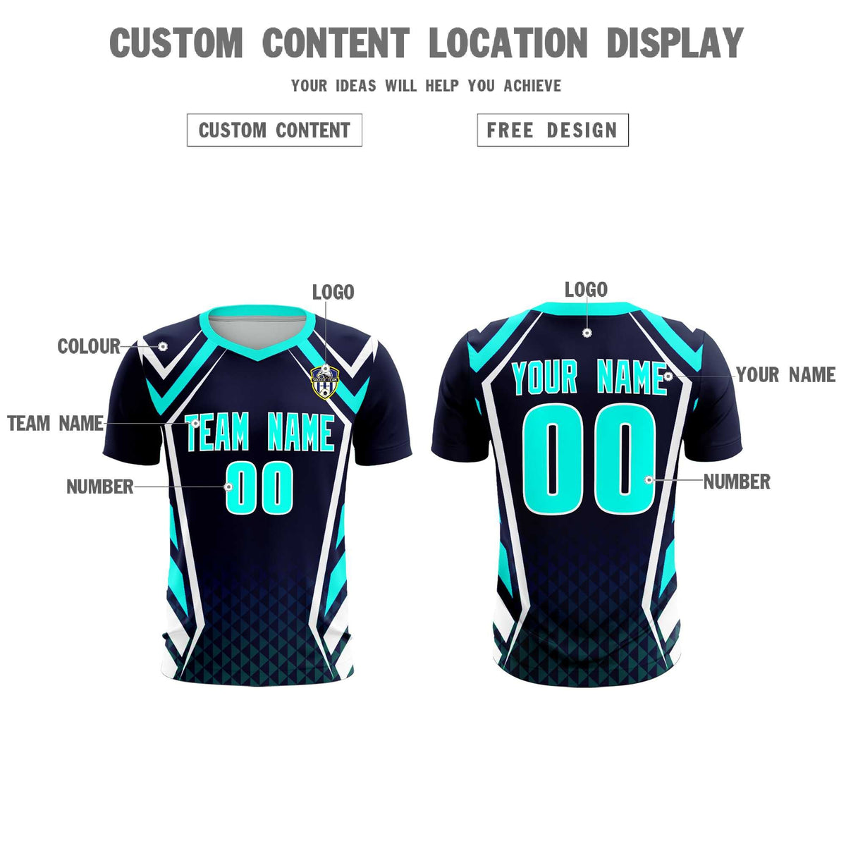Custom Navy Abstract Breathable Football Kit Jersey
