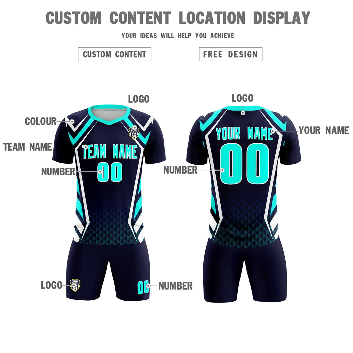 Custom Navy Abstract Breathable Soccer Tops/Sets Jersey