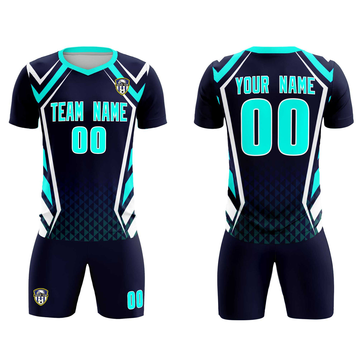 Custom Navy Abstract Breathable Football Kit Jersey