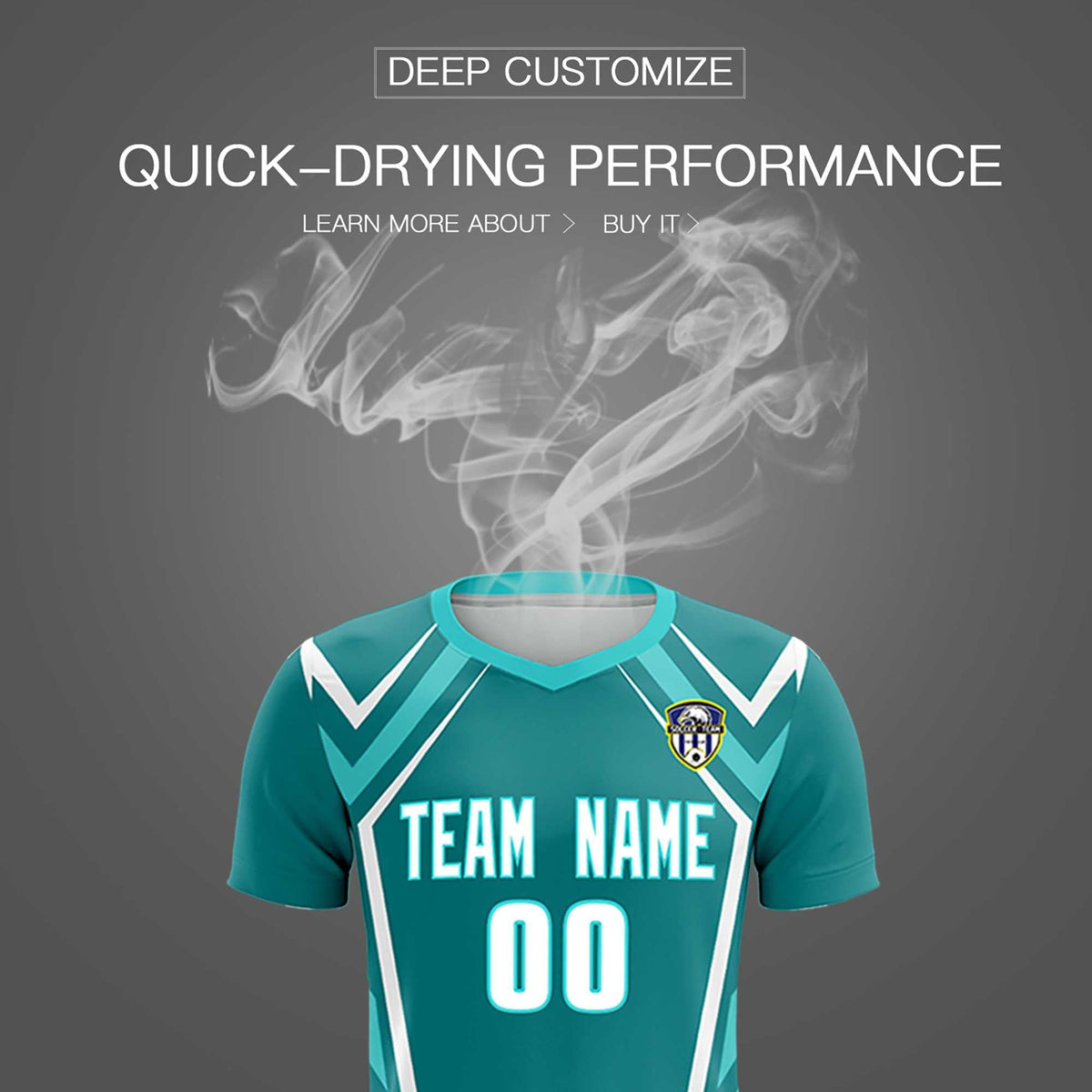 Custom Sky Blue Abstract Breathable Soccer Tops/Sets Jersey