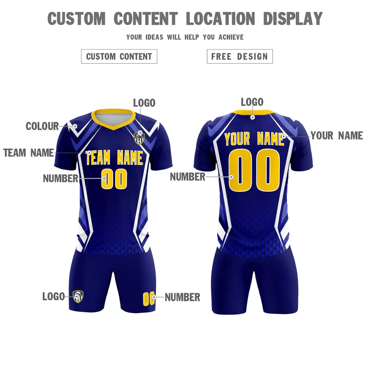 Custom Royal Abstract Breathable Soccer Tops/Sets Jersey