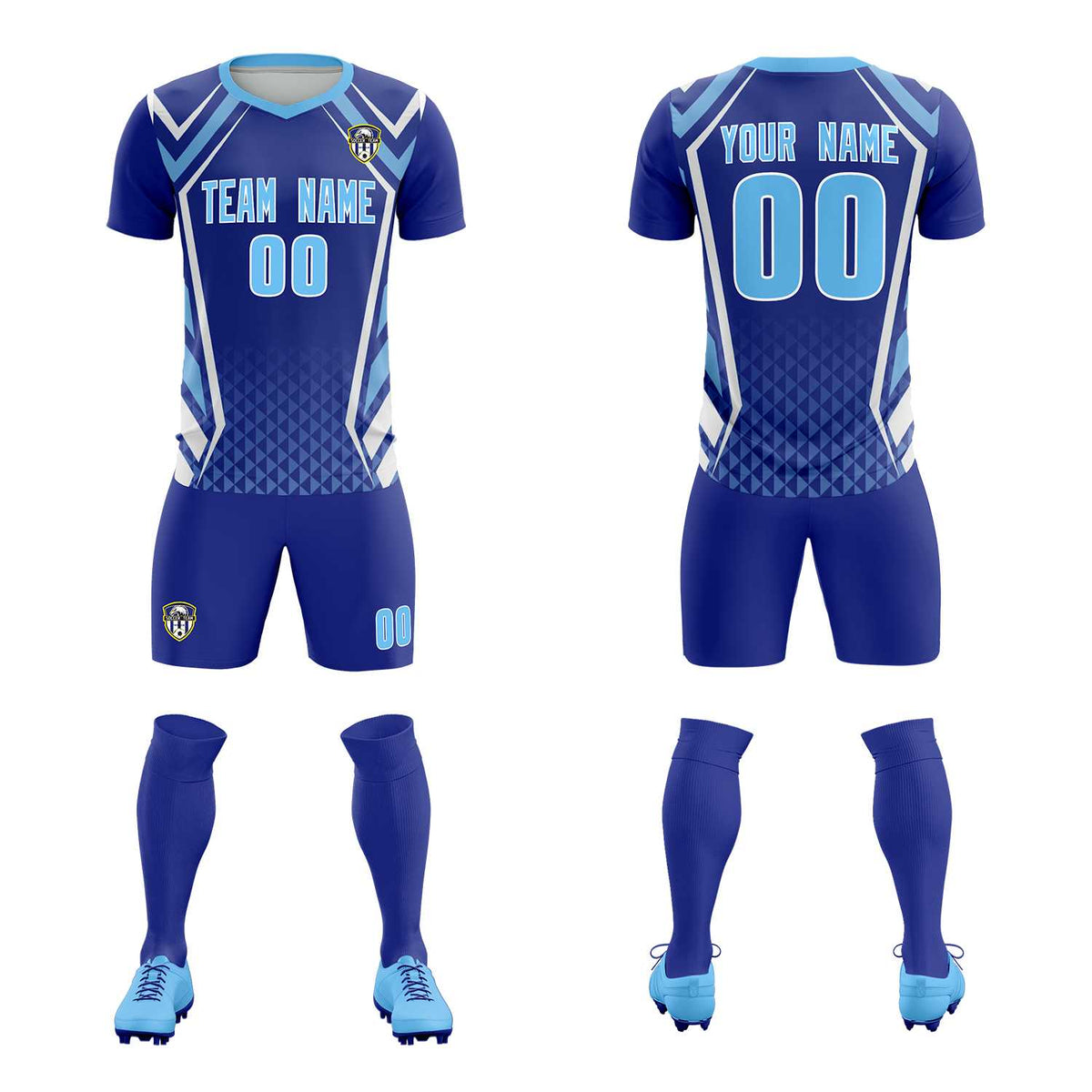 Custom Royal Abstract Breathable Soccer Tops/Sets Jersey